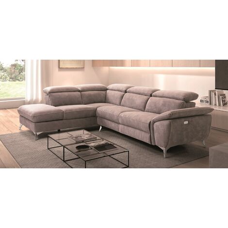 Pegane – Canapé d'angle relax électrique avec coffre – Dimensions 273 x 212 x 78/99 cm – Revêtement microfibre 100% polyester – Angle gauche