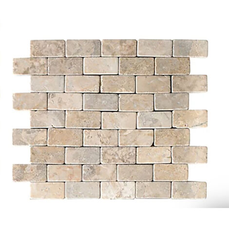 Pegane – Carrelage mosaïque en marbre naturel beige mat 30 x 30 cm – Pour mur et sol – Épaisseur 8 à 10 mm – Poids 2 kg