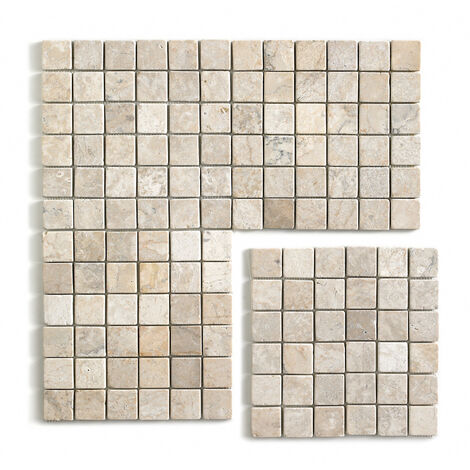 Pegane – Carrelage mosaïque en marbre naturel blanc 30x30 cm – Boîte de 11 plaques – Pour mur et sol – Épaisseur 0,9 à 1 cm – 1 m²