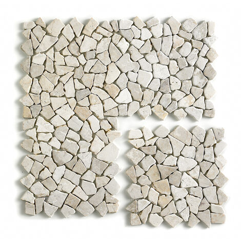 Pegane – Carrelage mosaïque en marbre naturel blanc – Boîte de 11 plaques 30x30 cm – Pour mur et sol – Épaisseur 0,9 à 1 cm