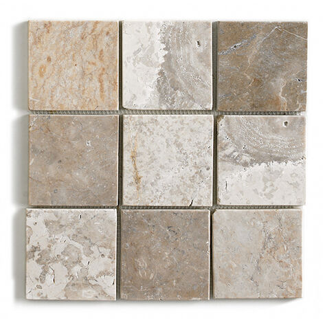Pegane – Plaque de mosaïque en marbre naturel blanc mat 30x30 cm – Pour murs et sols – Résistante à l'humidité – Compatible mortier-colle