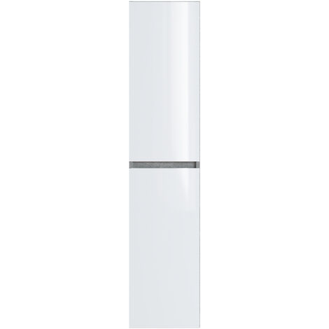 Pegane – Colonne de salle de bain en mélamine béton blanc – Dimensions 30 x 27 x 140 cm – 2 espaces de rangement – Fabrication européenne