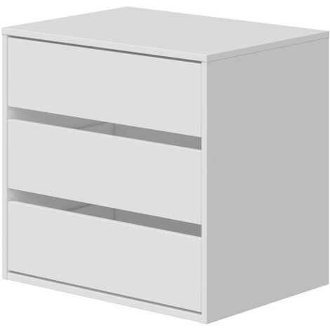 Pegane – Commode 3 tiroirs blanche – Dimensions 56x60x44 cm – Design contemporain pour chambre ou salon