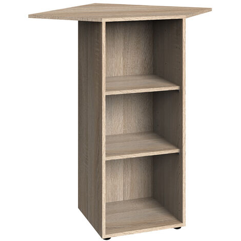 Pegane – Étagère d'angle en mélamine imitation chêne – 2 tablettes – Dimensions 66x98x66 cm – Pour espaces confinés et rangement optimisé
