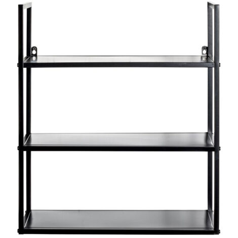 Pegane – Étagère murale en métal noir – Dimensions 50x20x58 cm – Charge maximale 15 kg – Meuble moderne pour optimisation d'espace