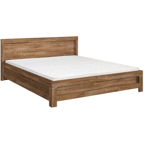 Pegane – Lit double 180x200 cm en chêne stirling – Longueur 206 cm – Profondeur 196 cm – Hauteur réglable 34-80 cm – Charnières silencieuses