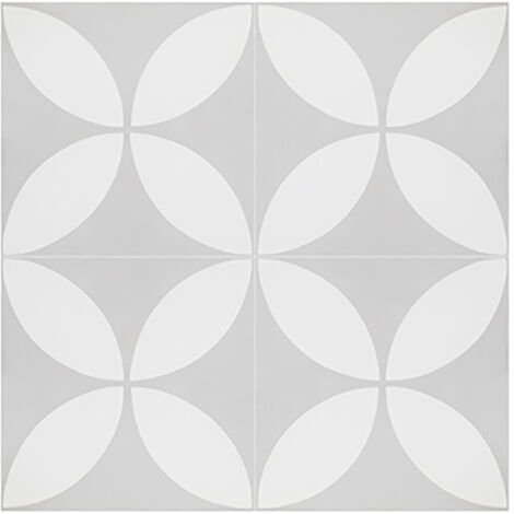 Pegane – Lot de 4 carreaux de ciment 20x20 cm – Couleur gris et blanc – Épaisseur 14 mm – Poreux pour traitement hydrofuge