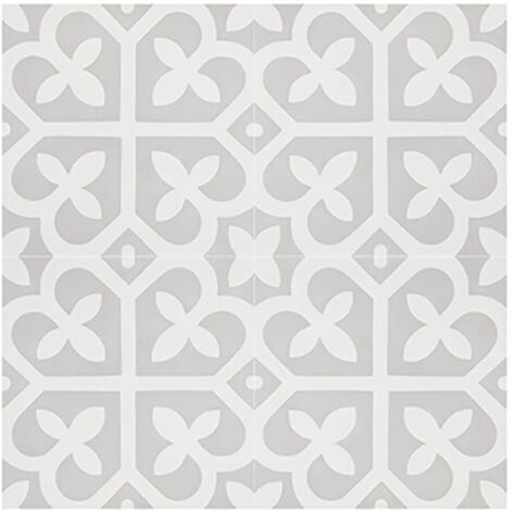 Pegane – Lot de 4 carreaux de ciment 20x20cm – Couleur gris et blanc – Épaisseur 14mm – Fait main pour sol et mur – 0,16m2