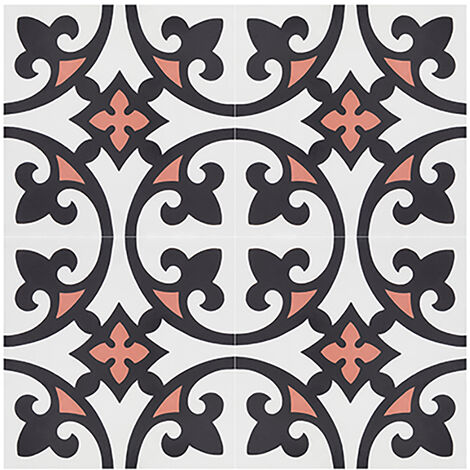 Pegane – Lot de 4 carreaux de ciment véritable 20x20 cm – Multicolore – Épaisseur 14 mm – Pour sol et mur – 0,16 m2