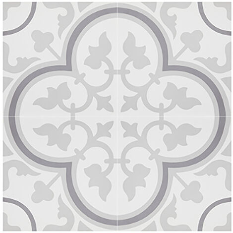 Pegane – Lot de 4 carreaux de ciment véritable 20x20cm – Couleur gris – Épaisseur 14mm – Fait main pour sol et mur – 0,16m2