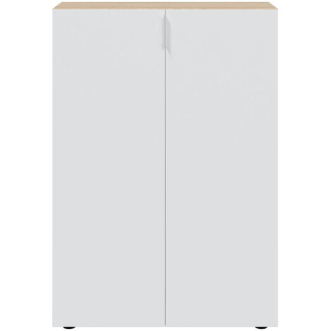 Pegane – Meuble à chaussures 6 étagères chêne canadien / blanc artic – Dimensions 103 x 72 x 36 cm – Capacité 28 paires – Fabrication espagnole