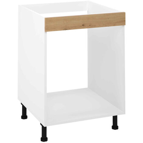 Pegane – Meuble bas de cuisine pour four – Chêne Albar – Dimensions 85x60x58 cm – Panneaux haute densité 16mm – Étagère intérieure réglable