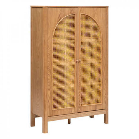 Pegane – Meuble de rangement en bois MDF naturel 92,5x40x150,5 cm – 2 portes – Pour espaces de rangement optimisés