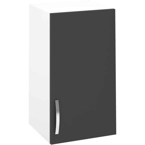 Pegane – Meuble haut de cuisine 1 porte gris – Dimensions 70x40x33 cm – Panneaux de particules haute densité – Charnières métalliques 26 mm