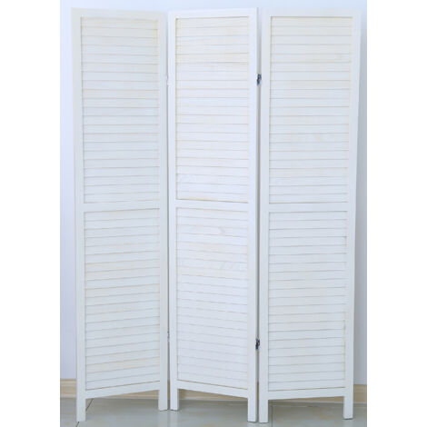 Pegane – Paravent en bois 3 pans blanc lasuré – Dimensions H170 x L120 cm – Séparation moderne pour intérieur – Design épuré