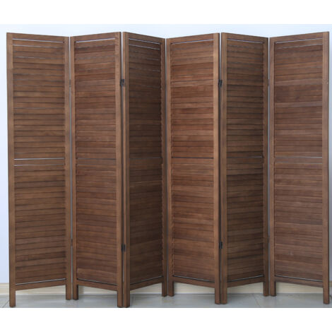 Pegane – Paravent en bois 6 panneaux coloris brun – Dimensions H170 x L240 cm – Pour espaces intérieurs – Design moderne et fonctionnel