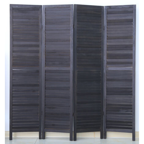 Pegane – Paravent en bois noir 4 pans – Dimensions H170 x L160cm – Design persienne pour espaces intérieurs – Finition soignée