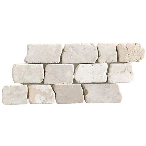 Pegane – Plaque de mosaïque en marbre naturel blanc 15 x 30,5 cm – Pour murs et sols – Épaisseur 0,9 cm – Traitement anti-humidité