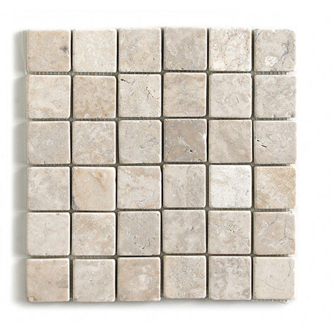 Pegane – Plaque mosaïque en marbre naturel blanc 30x30 cm – Pour mur et sol – Fragments taillés à la main – Poids 2 kg