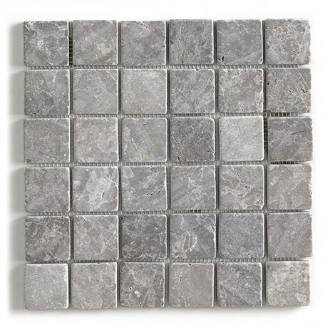 Pegane – Plaque mosaïque marbre naturel gris mat 30 x 30 cm – Pour mur et sol – Épaisseur 0,9-1 cm – Poids 2 kg – Finition soignée
