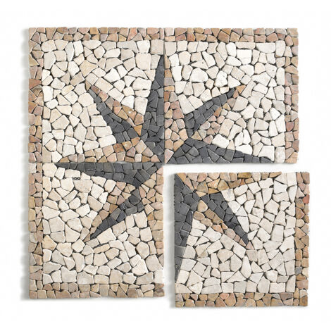 Pegane – Rosace en marbre et travertin multicolore 80 x 80 cm – Épaisseur 9 à 10 mm – Poids 17,5 kg – Pour sols et murs d'intérieur