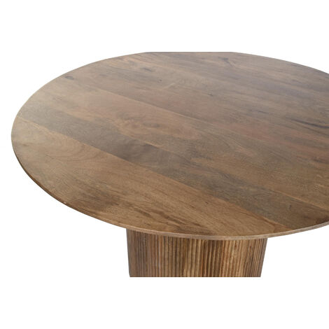 Pegane – Table à manger ronde en bois massif naturel – Diamètre 120 cm – Hauteur 76 cm – Design élégant avec pied central décoré