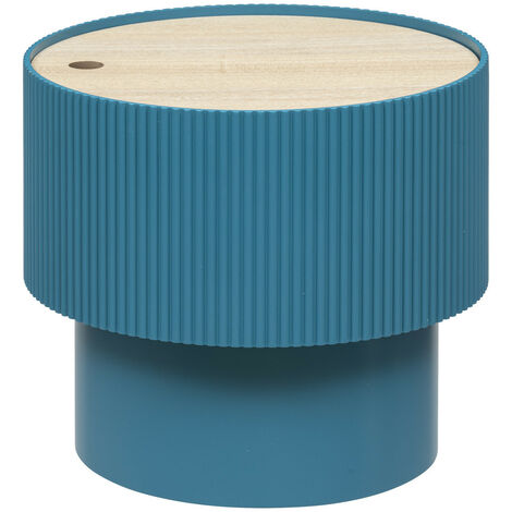 Pegane – Table basse ronde en MDF bleu – diamètre 38,5 cm x hauteur 35 cm – design moderne pour salon – poids léger 3,40 kg
