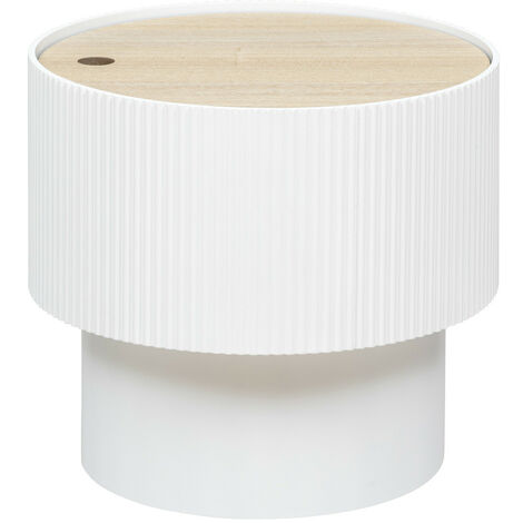 Pegane – Table basse ronde MDF blanc 38,5 cm diamètre – Hauteur 35 cm – Design moderne pour salon – Montage facile