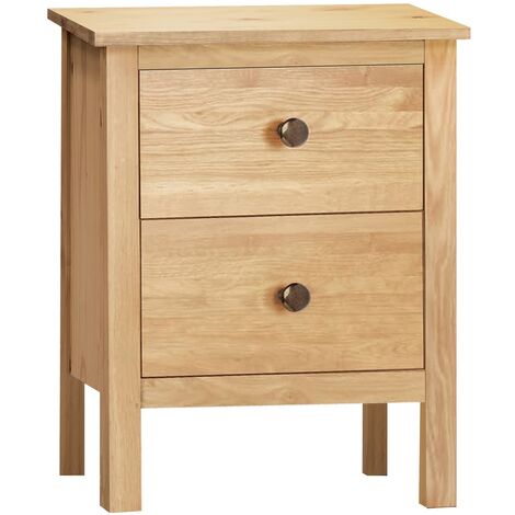 Pegane – Table de chevet chêne Cambrian avec 2 tiroirs – Dimensions 48x36x60 cm – Panneaux de particules mélaminés – Assemblage facile