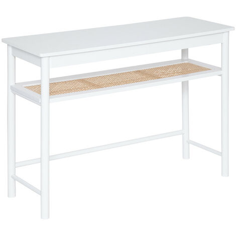 Pegane – Table de console en bois blanc – Dimensions 110 x 40 x 80 cm – Hévéa et MDF – Meuble monté soi-même pour intérieur élégant