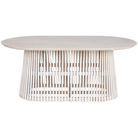 Pegane – Table de salle à manger ovale en bois blanc – Longueur 180 cm x profondeur 100 cm x hauteur 75 cm – Design moderne pour repas conviviaux