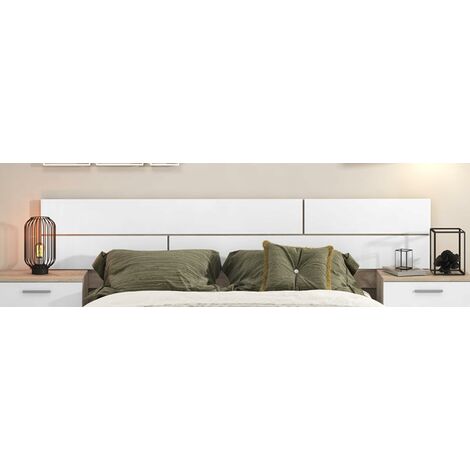 Pegane – Tête de lit chêne cambrian/blanc 222x3,2x51 cm – Panneau de particules mélaminé – Design moderne élégant