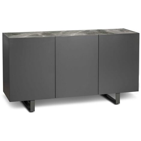 Pegaso Buffet 3 portes (150 x 45 x H 85 cm) en céramique gris foncé