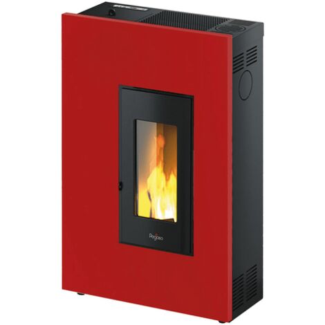 Pegaso Madison 5 stufa a pellet ad aria da 5,2 kW rivestimento metallo verniciato rosso per 125 m