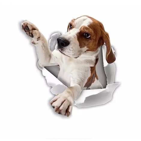 Pegatinas 3D de perro (paquete de 2) - Pegatinas de beagle para pared, nevera, inodoro y más (25 x 25 cm)