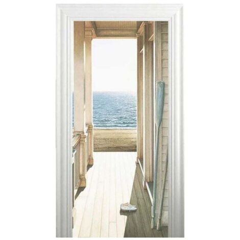 pegatinas 3D para puerta con efecto trampantojo, autoadhesivas y extraíbles para decoración de pared de cocina, dormitorio y baño.