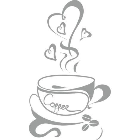 PEGATINAS DE COCINA pegatina taza de café corazón 100 x 50cm G252074