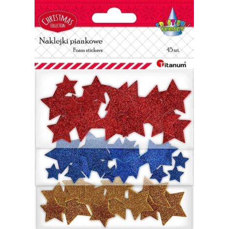 Pegatinas de espuma TITANUM con estrellas brillantes - mezcla de 45 piezas para decorar
