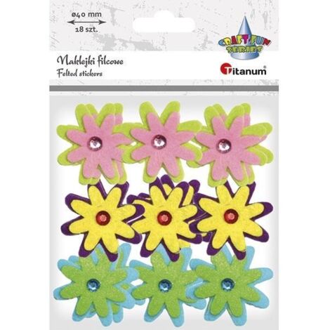Pegatinas de fieltro 3D flores con mezcla de cristales 18 piezas