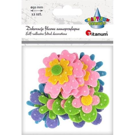 Pegatinas de fieltro 3D TITANUM - Flores, 12 piezas, decoraciones DIY