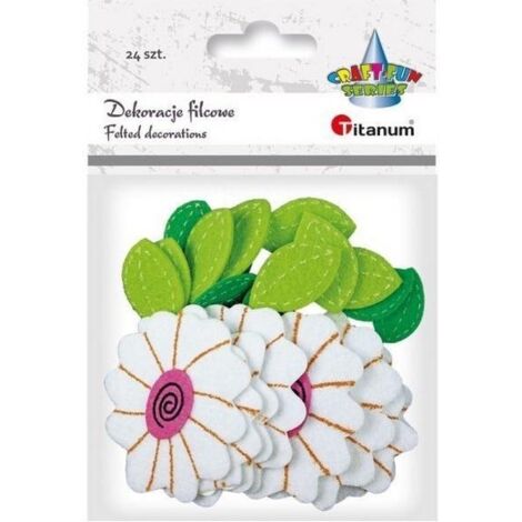 Pegatinas de fieltro 3D TITANUM: flores, hojas - 24 uds.