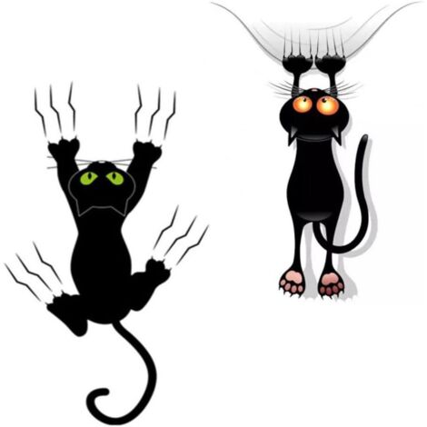 Pegatinas de gato negro para coche - Decoración para coche - Accesorios para coche - Decoración para parachoques, ventanas, paredes, equipaje - Pegatina de cabeza de gato negro para coche - Vinilo