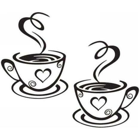 Pegatinas de pared con diseño de taza de café, calcomanías para el hogar, decoración de cocina y restaurante.