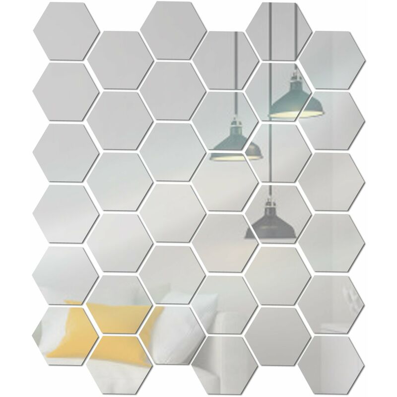 

Happyshopping - Pegatinas de pared con espejo hexagonal, calcomanias de pared extraibles, espejo decorativo de acrilico, decoraciones para el hogar