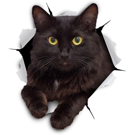 Pegatinas de pared de gato 3D - Pack de 2 - Divertidas pegatinas decorativas - Pegatinas de gatito siamés para pared, nevera, baño y habitación (11 x 12 cm)