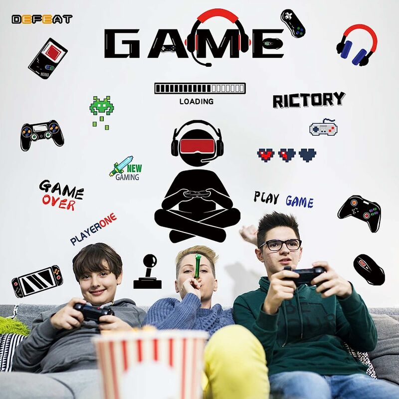 

Pegatinas de pared de juegos Pegatinas de pared de videojuegos, Pegatinas de pared de vinilo para videojuegos para niños, Pegatinas de control de