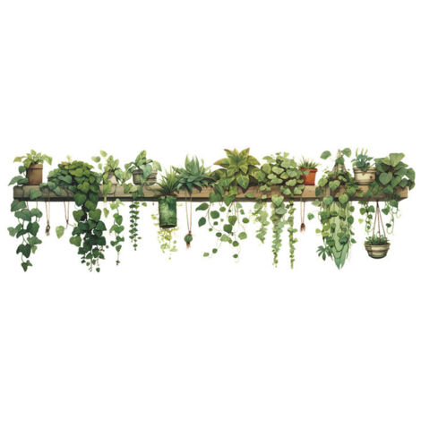 Pegatinas de pared de plantas tropicales en macetas, perfectas para una decoración de pared artística DIY.
