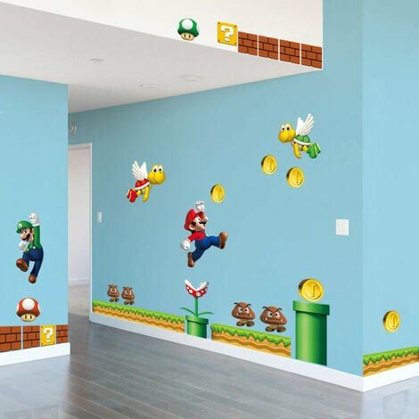 Pegatinas de pared de Super Mario, decoración de dormitorio infantil, pegatinas de pared DRIVE