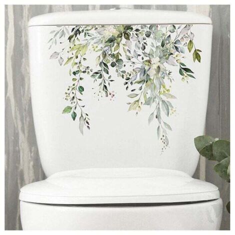 Pegatinas de pared para inodoro con forma de hoja, pegatinas para baño, decoración de baño extraíble e impermeable.