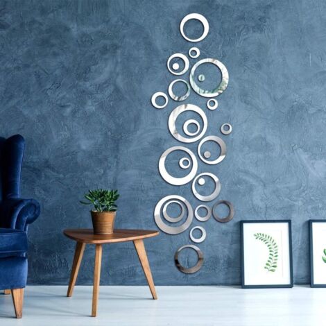 Pegatinas de pared redondas extraíbles, espejo acrílico para decoración del hogar, sala de estar y dormitorio (24 unidades)